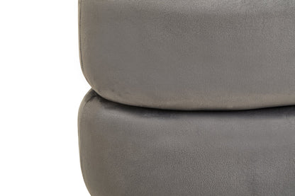 Velour Grey Velvet Oval Pouffe