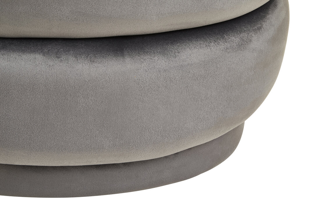 Velour Grey Velvet Oval Pouffe