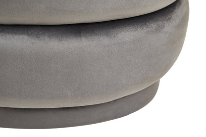Velour Grey Velvet Oval Pouffe