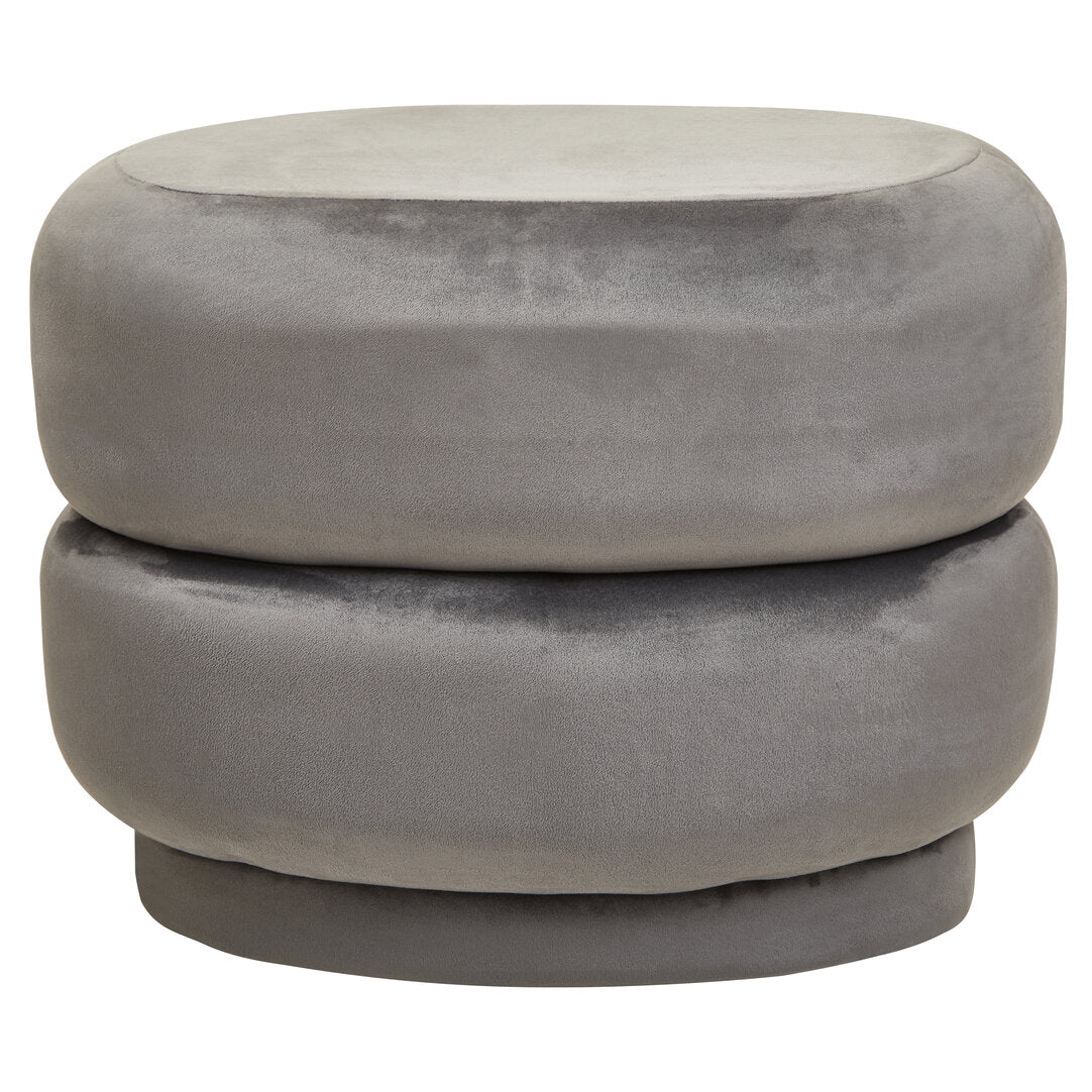 Velour Grey Velvet Oval Pouffe