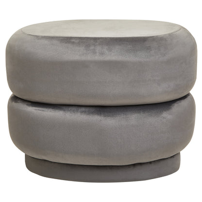 Velour Grey Velvet Oval Pouffe