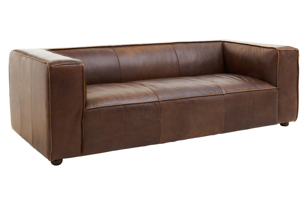 Monarch Three Seater Mexico Brown Leather Sofa