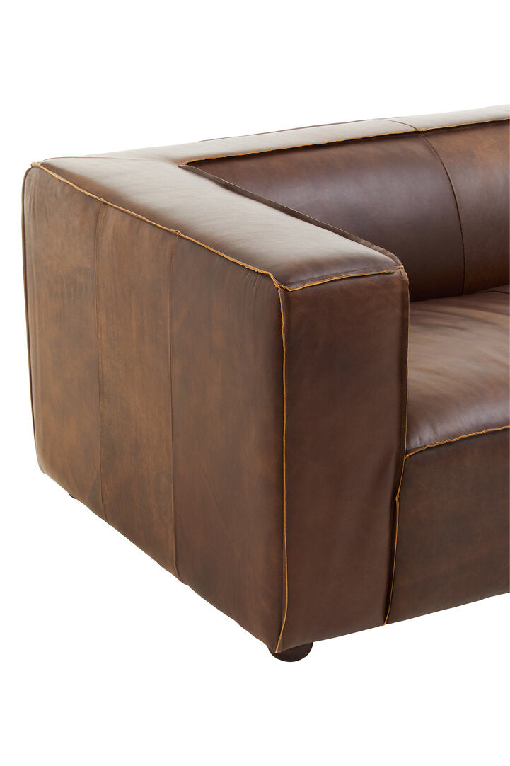 Monarch Three Seater Mexico Brown Leather Sofa