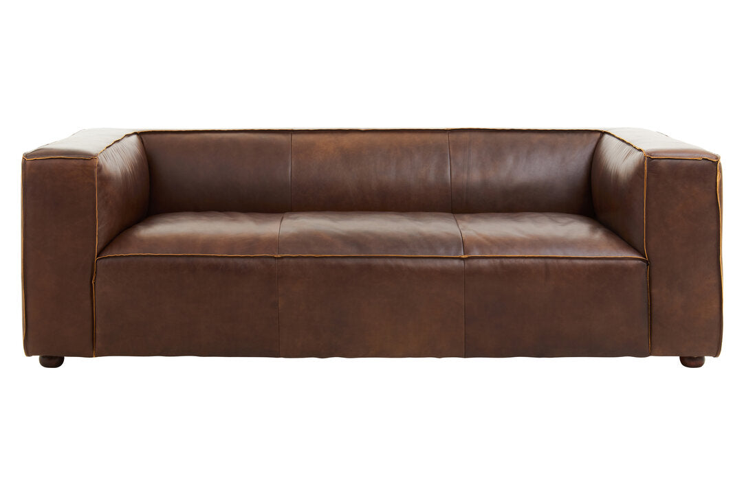 Monarch Three Seater Mexico Brown Leather Sofa