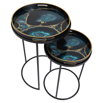 Stella Set Of 2 Nesting Tables with Agate Effect