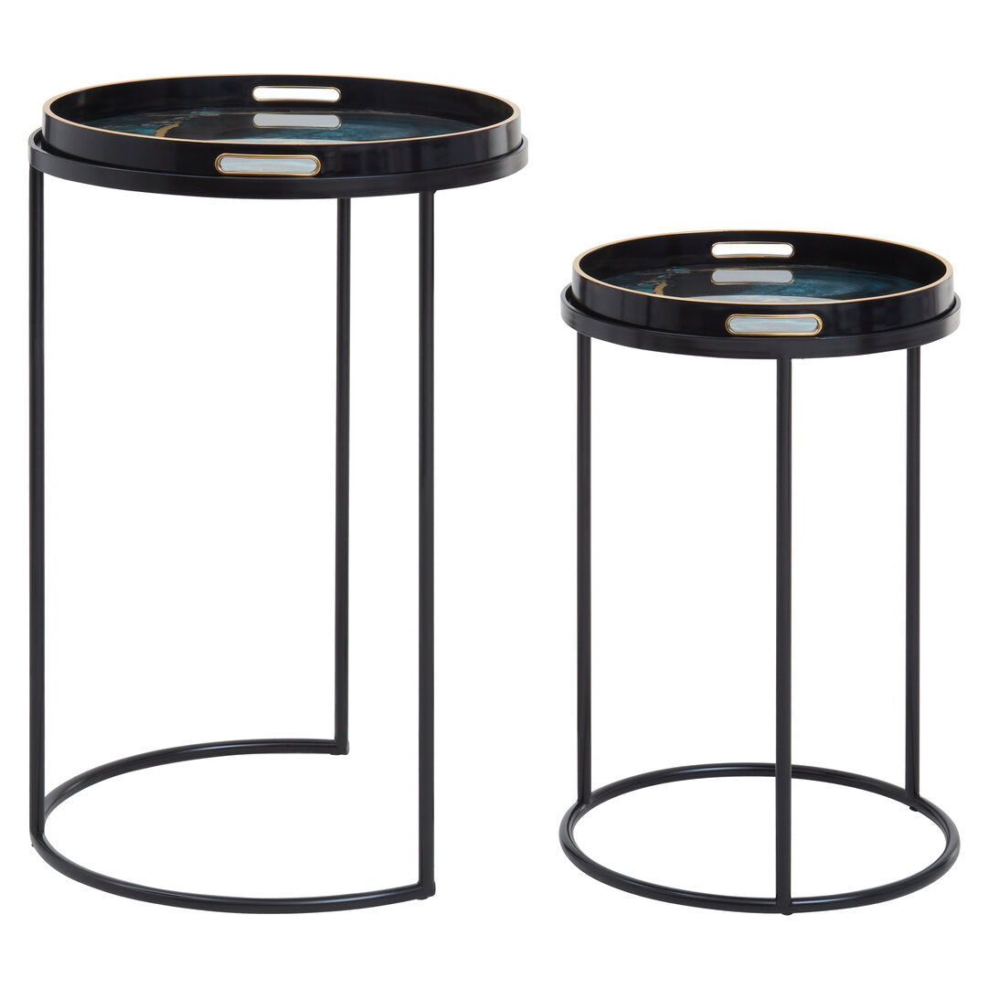 Stella Set Of 2 Nesting Tables with Agate Effect
