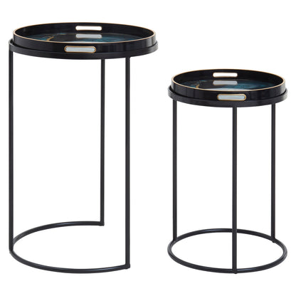 Stella Set Of 2 Nesting Tables with Agate Effect