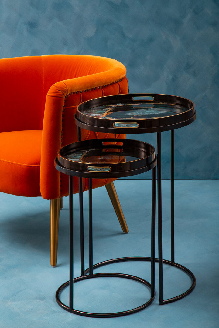 Stella Set Of 2 Nesting Tables with Agate Effect