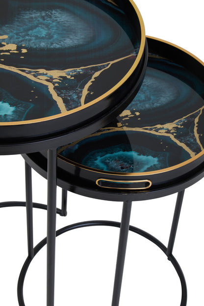 Stella Set Of 2 Nesting Tables with Agate Effect