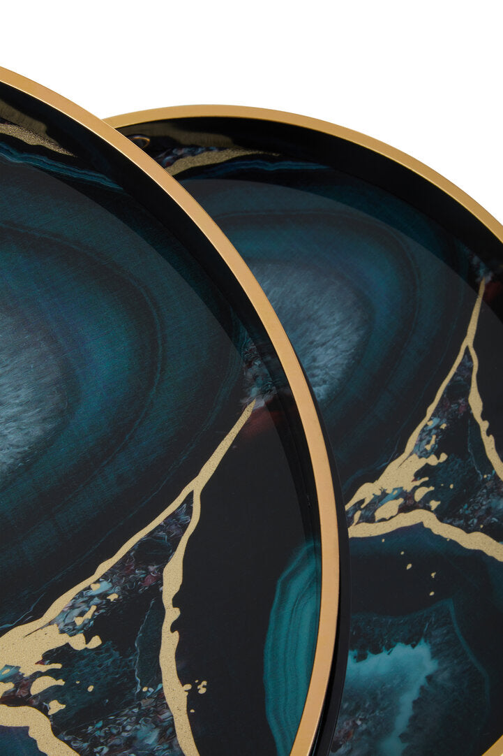 Stella Set Of 2 Nesting Tables with Agate Effect