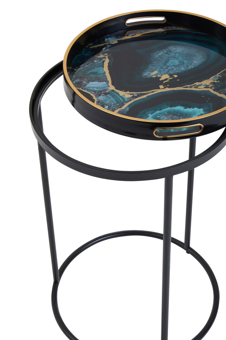 Stella Set Of 2 Nesting Tables with Agate Effect
