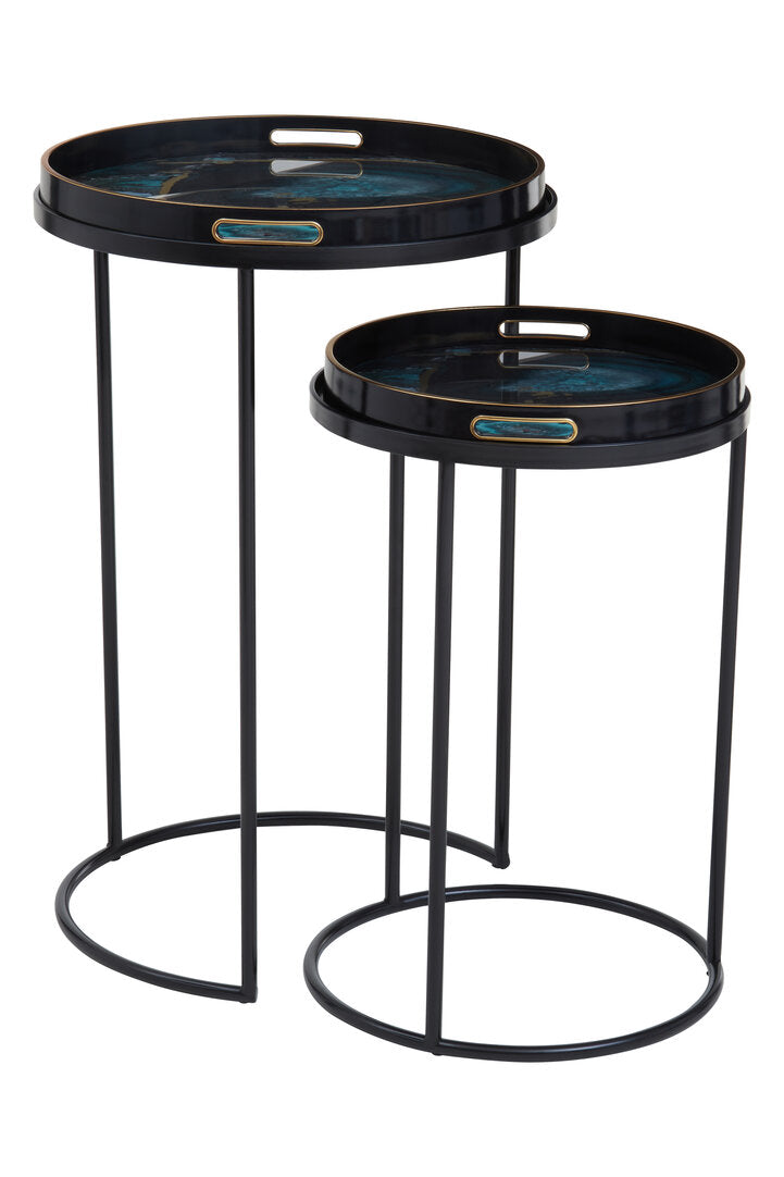 Stella Set Of 2 Nesting Tables with Agate Effect