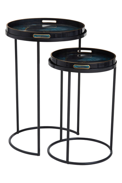 Stella Set Of 2 Nesting Tables with Agate Effect