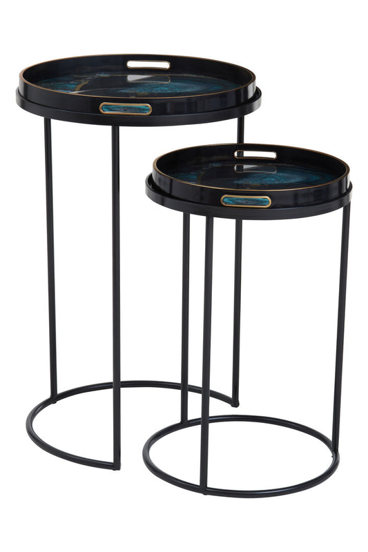Stella Set Of 2 Nesting Tables with Agate Effect