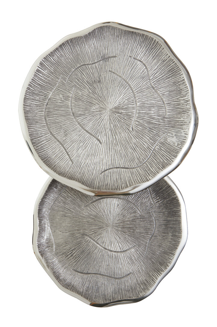 Forest Set Of Two Oak Effect Silver Top Side Tables