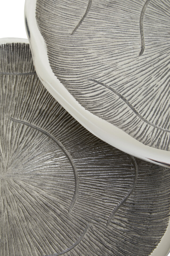 Forest Set Of Two Oak Effect Silver Top Side Tables