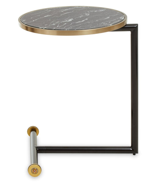 Lumina Black Glass and Marble Effect Side Table