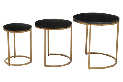 Nerello Nest Of Three Black Marble Top Tables