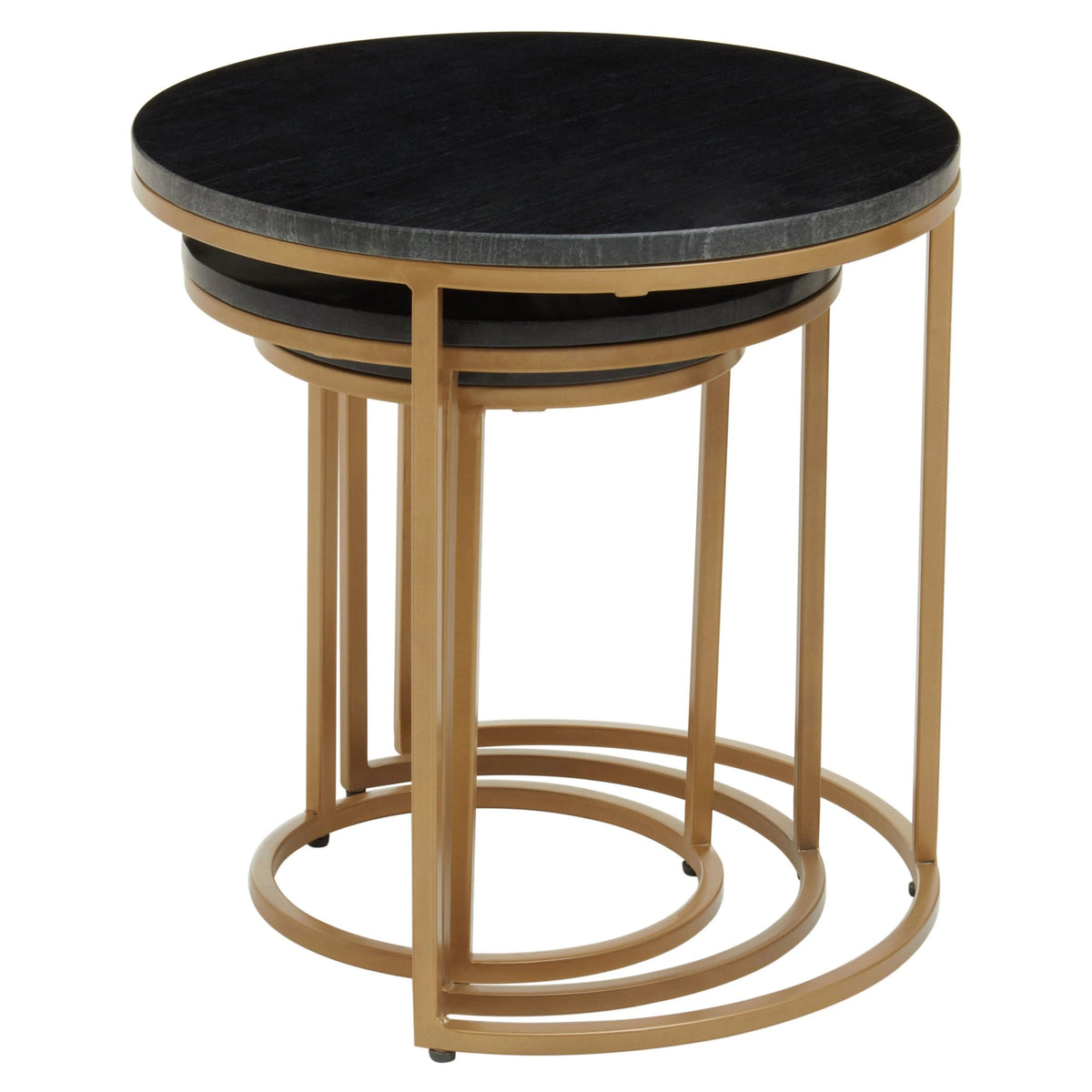 Nerello Nest Of Three Black Marble Top Tables