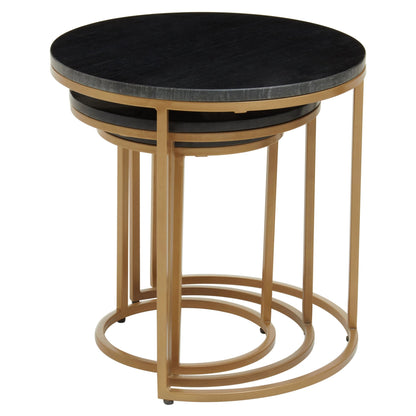 Nerello Nest Of Three Black Marble Top Tables