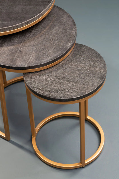 Nerello Nest Of Three Black Marble Top Tables