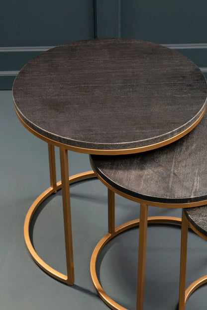 Nerello Nest Of Three Black Marble Top Tables