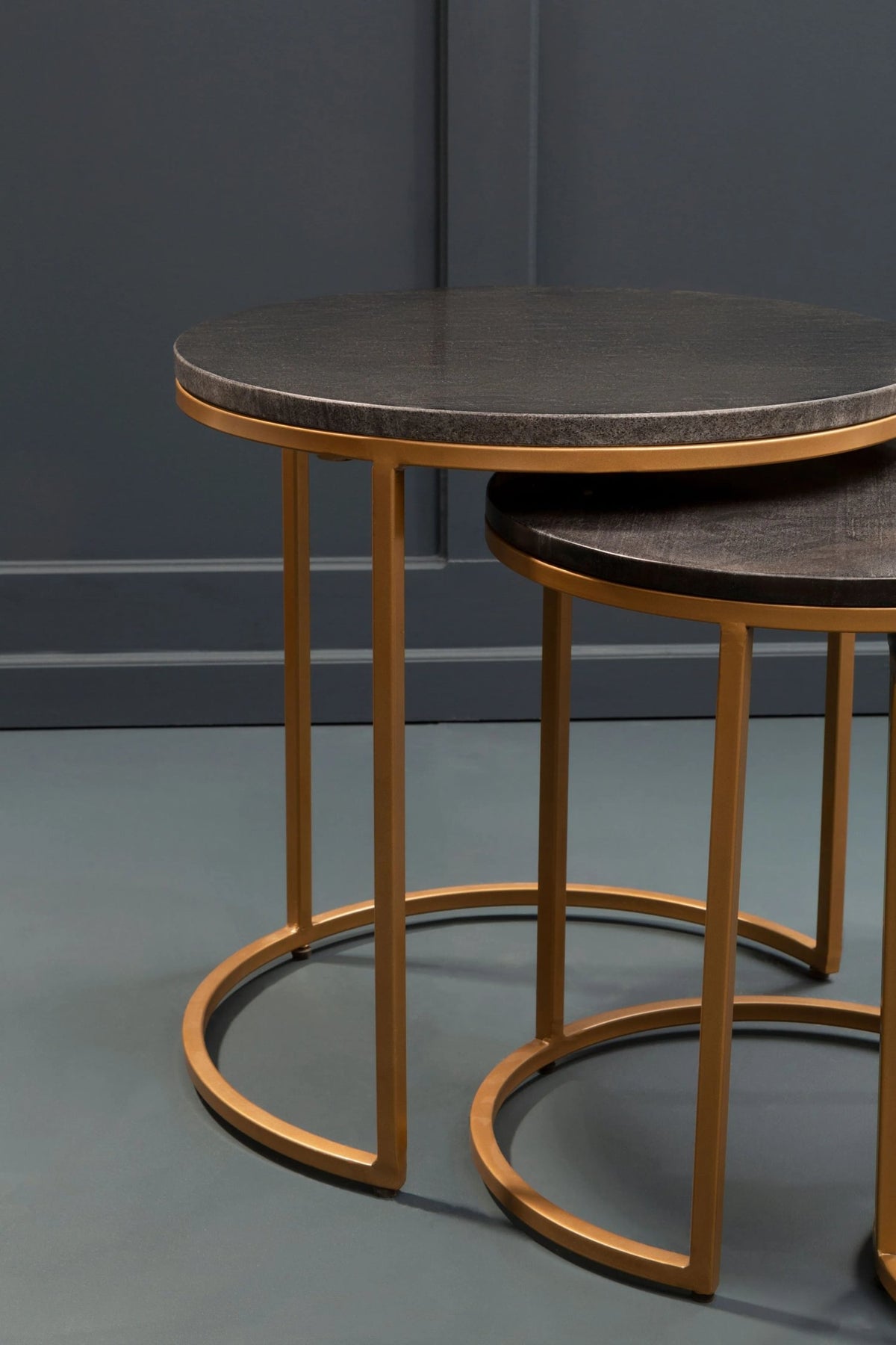 Nerello Nest Of Three Black Marble Top Tables