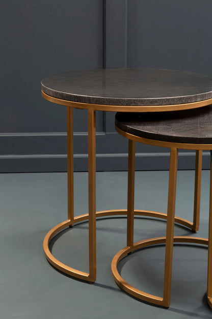 Nerello Nest Of Three Black Marble Top Tables
