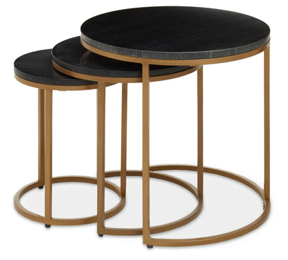Nerello Nest Of Three Black Marble Top Tables