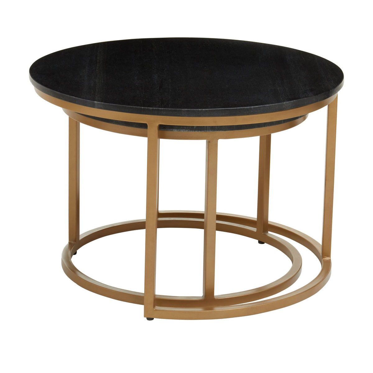 Nerello Nest Of Two Black Marble Top Round Coffee Tables