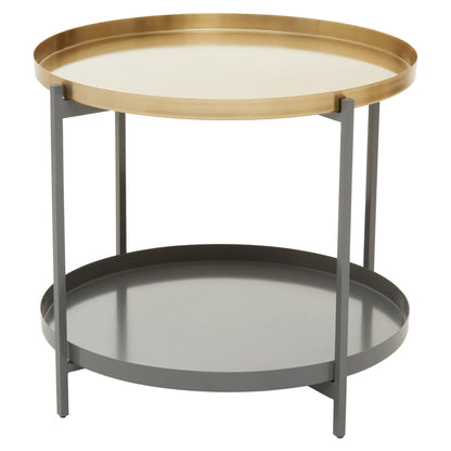 Serpenta Grey and Gold Finish 2 Tier Coffee Table
