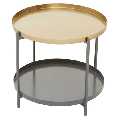 Serpenta Grey and Gold Finish 2 Tier Coffee Table