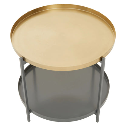 Serpenta Grey and Gold Finish 2 Tier Coffee Table