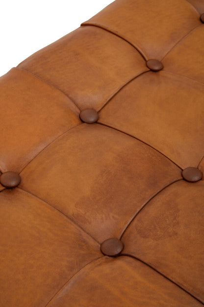 Andes Brown Leather Bench with Cedarwood Base