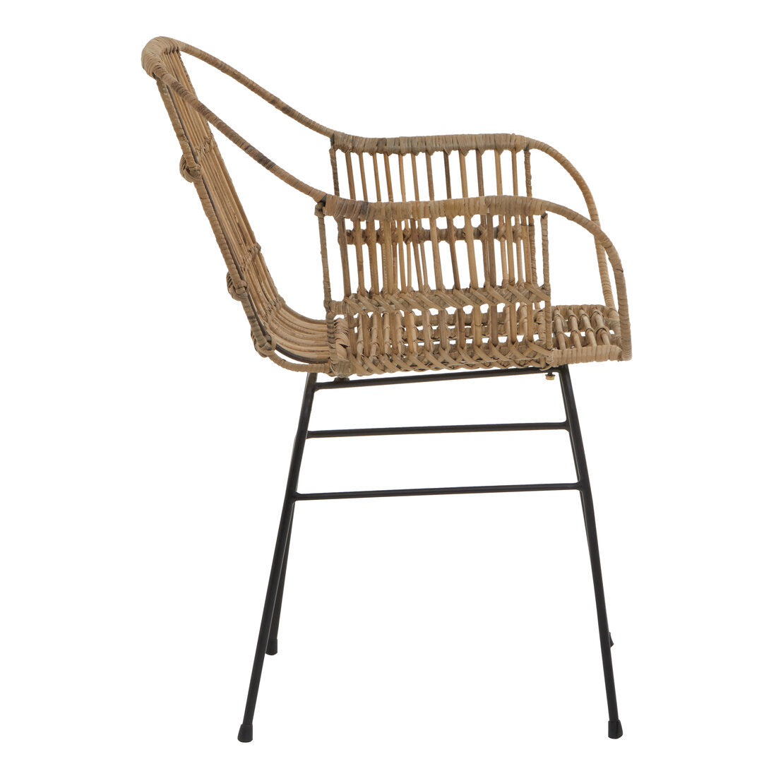 Borneo Natural Rattan With Black Metal Armchair