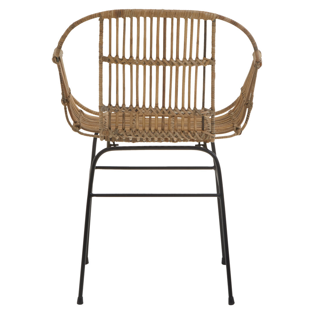 Borneo Natural Rattan With Black Metal Armchair