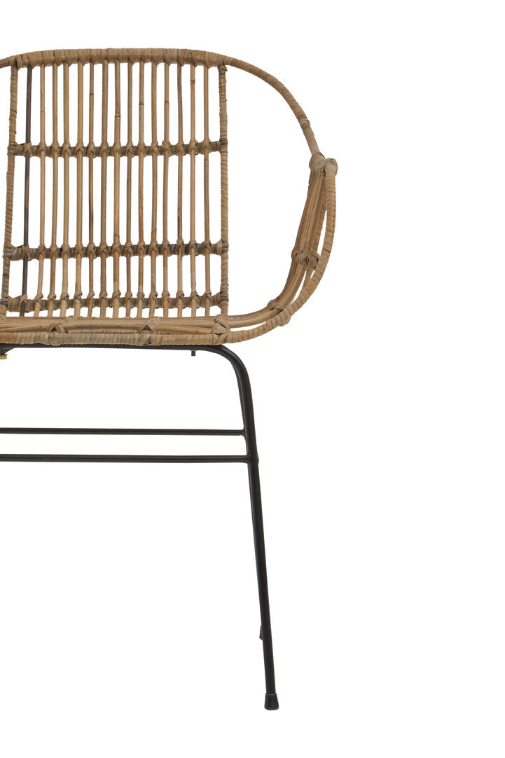 Borneo Natural Rattan With Black Metal Armchair