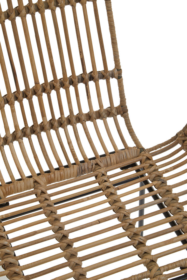 Borneo Natural Rattan With Black Metal Armchair