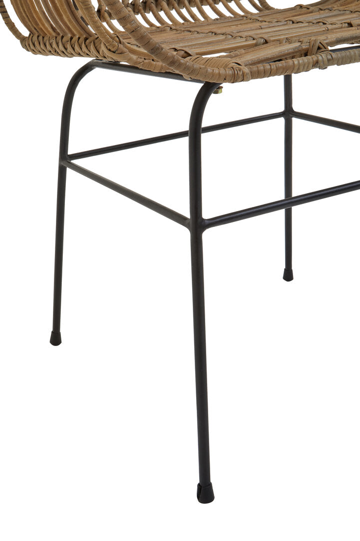 Borneo Natural Rattan With Black Metal Armchair