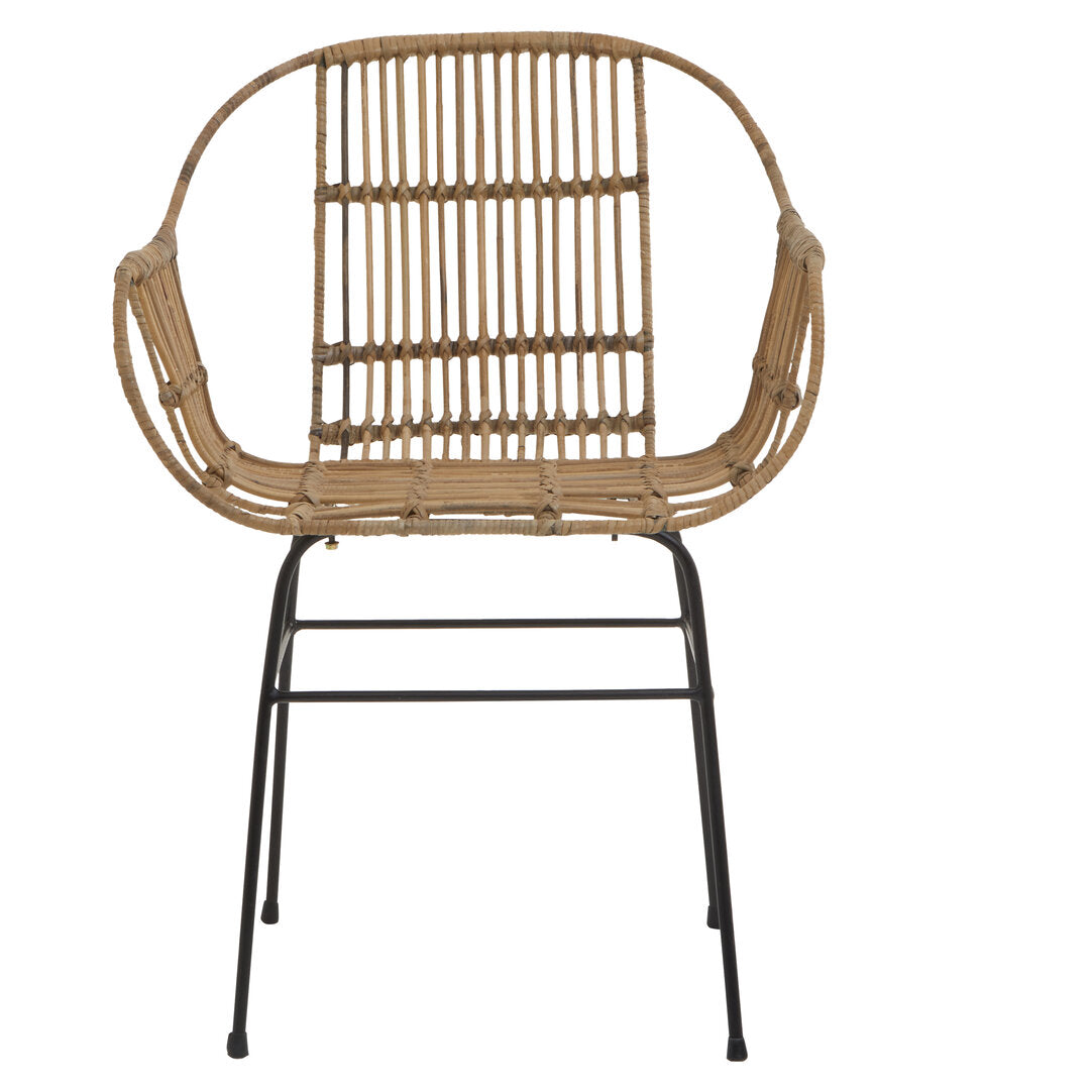Borneo Natural Rattan With Black Metal Armchair
