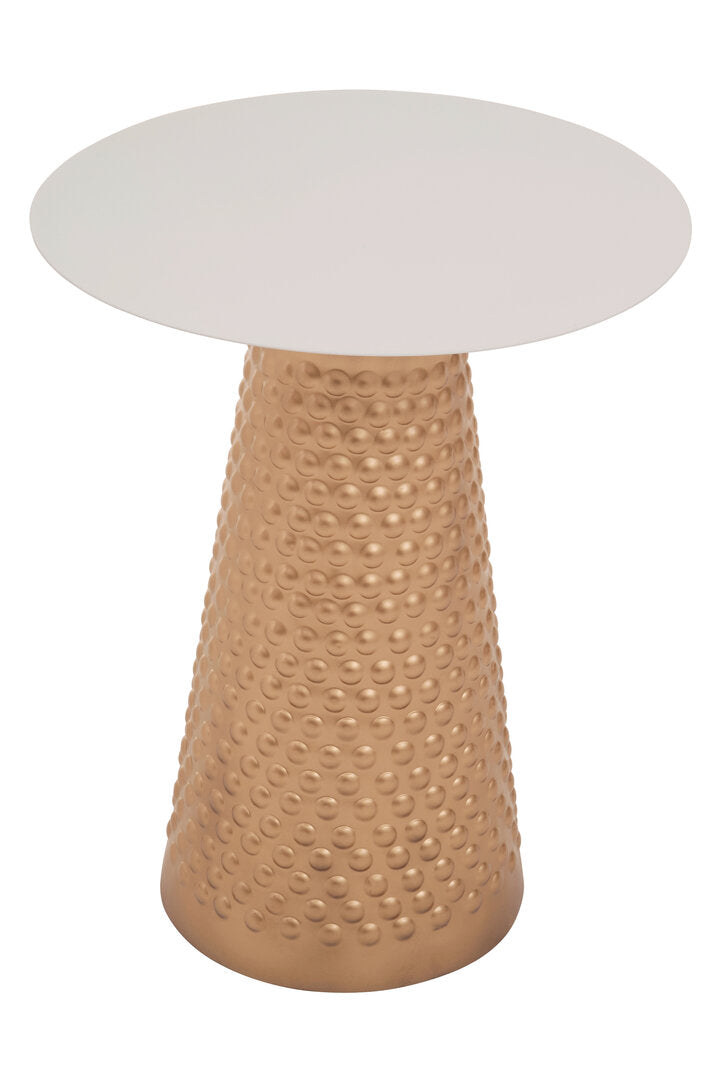 Asya White Top Gold Base Side Table