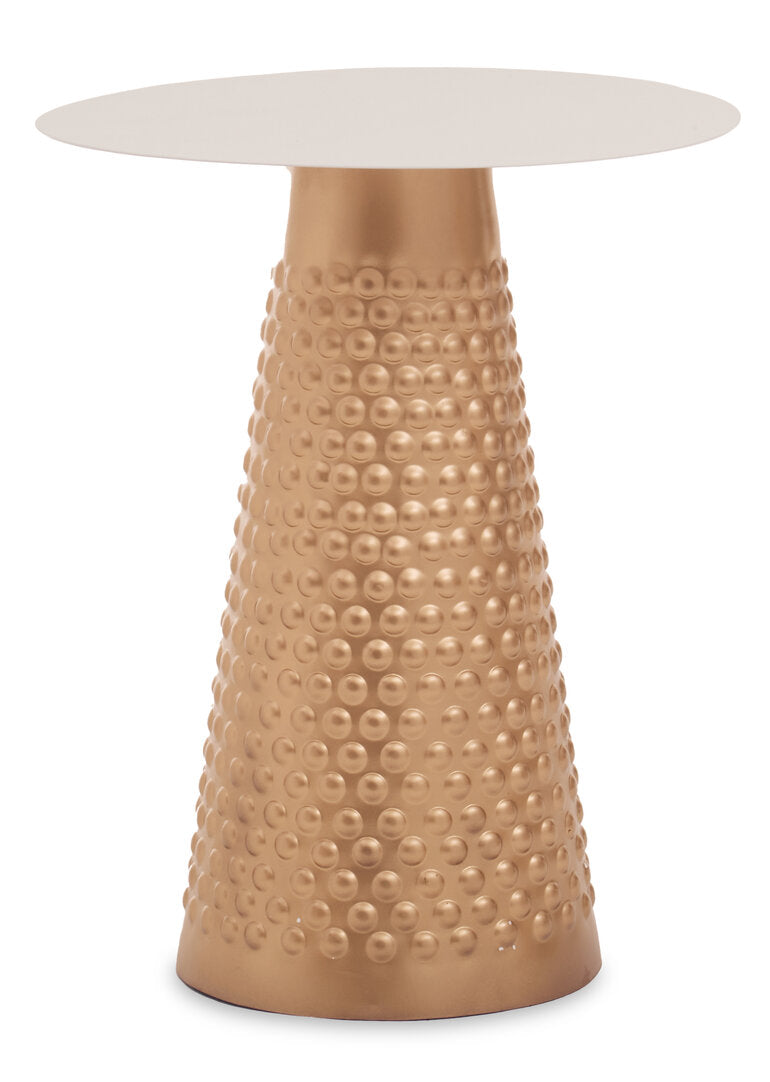 Asya White Top Gold Base Side Table