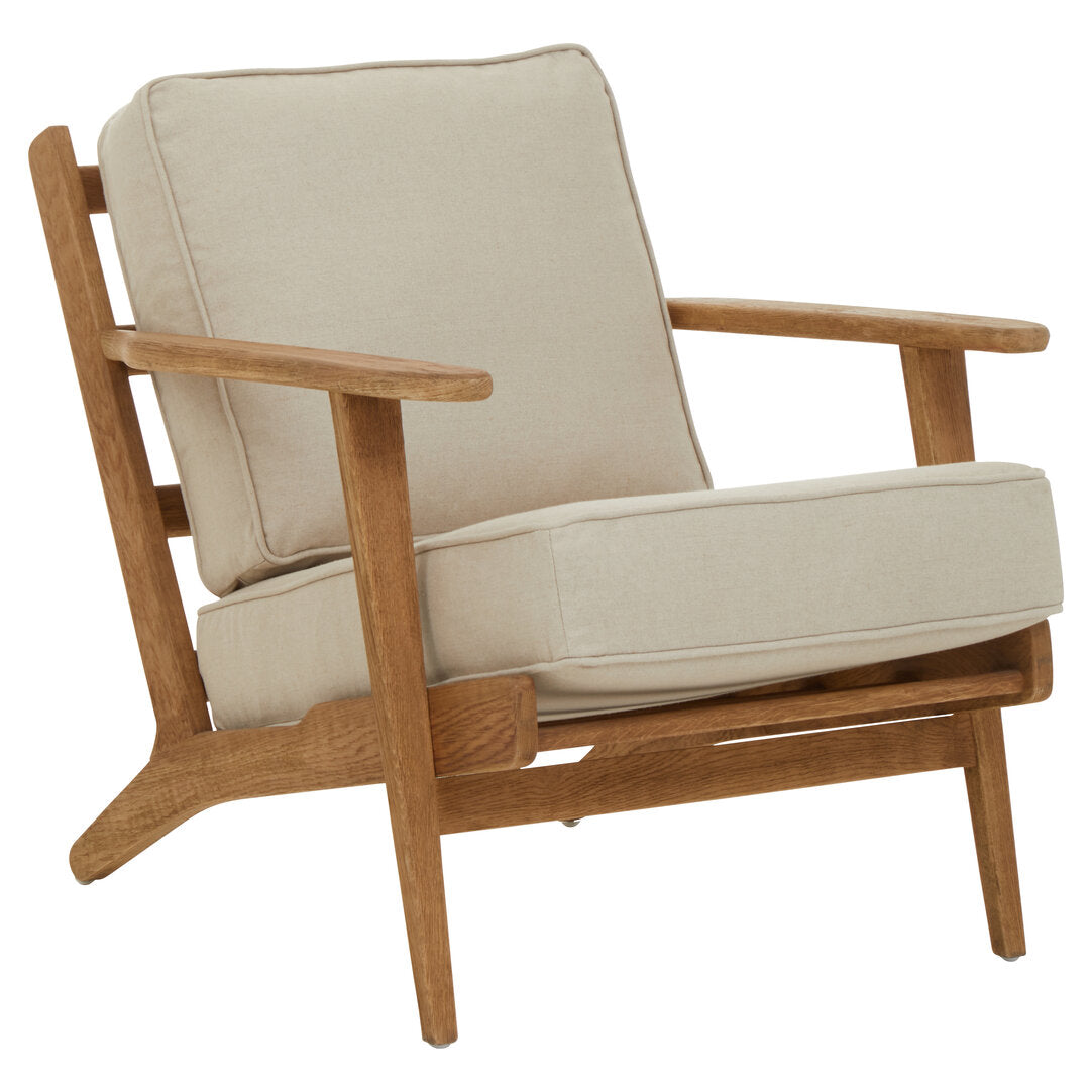 Troy Natural Linen And Oak Armchair