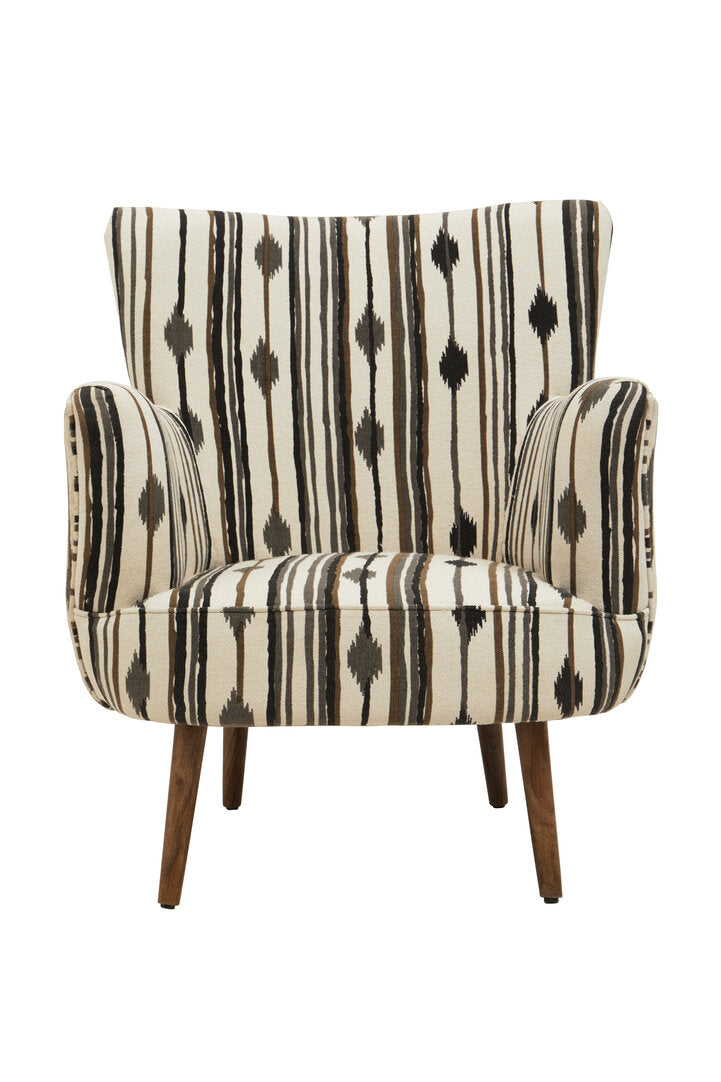 Serene Black and White Chair With Flared Arms