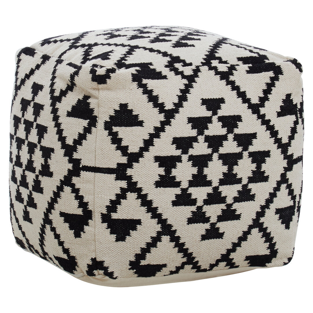 Serene Square Black and White Patterned Pouffe