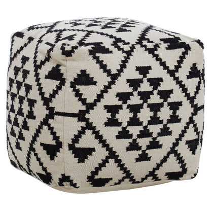 Serene Square Black and White Patterned Pouffe