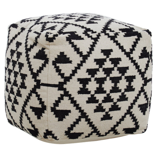 Serene Square Black and White Patterned Pouffe