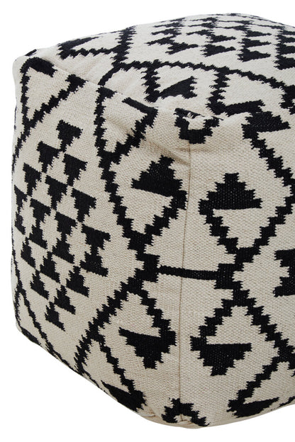 Serene Square Black and White Patterned Pouffe