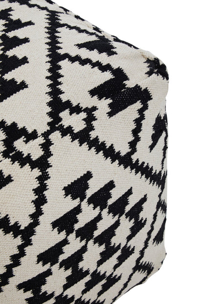 Serene Square Black and White Patterned Pouffe