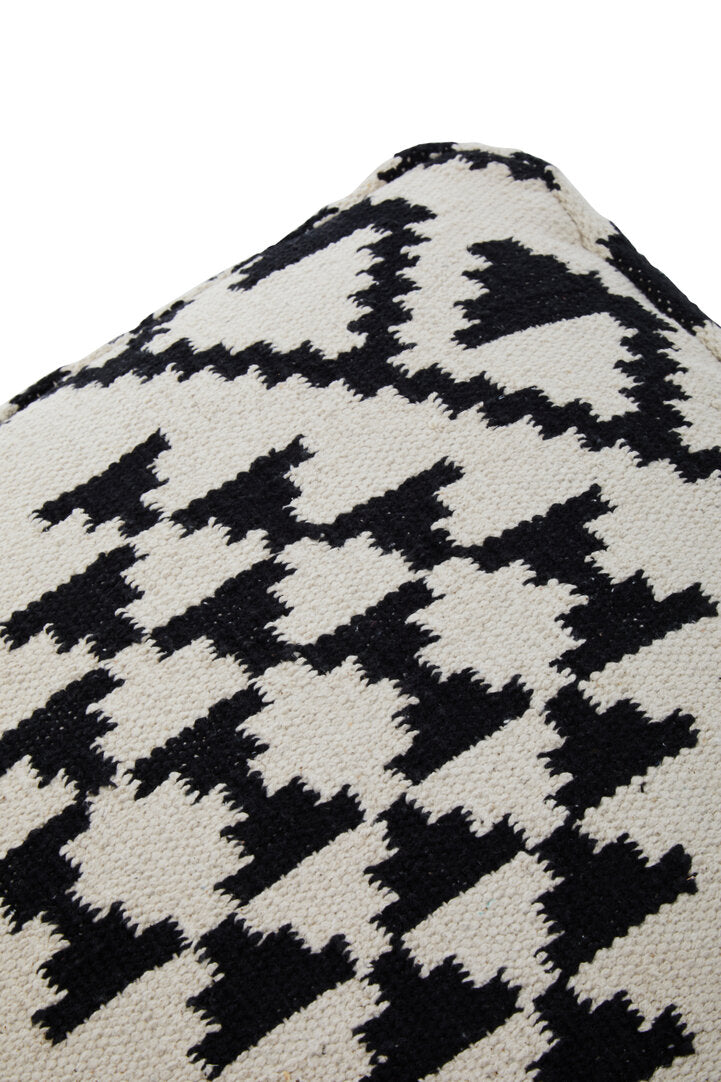 Serene Square Black and White Patterned Pouffe